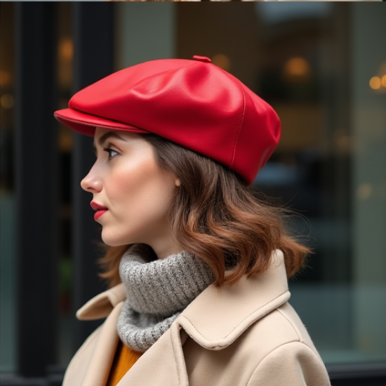 Chic Faux Leather Beret