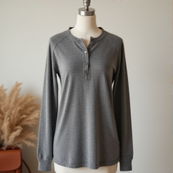 Cozy Luxe Women's Thermal Henley Tee