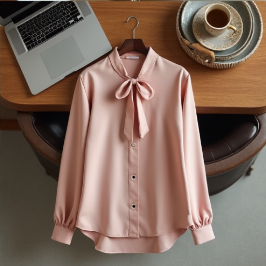 Elegant Satin Tie-Neck Blouse