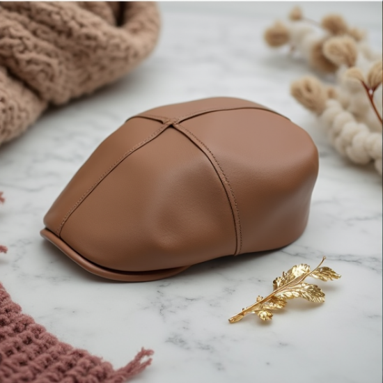 Chic Faux Leather Beret