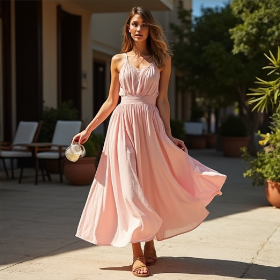 Elysian Breeze Shirred Waist Maxi Skirt