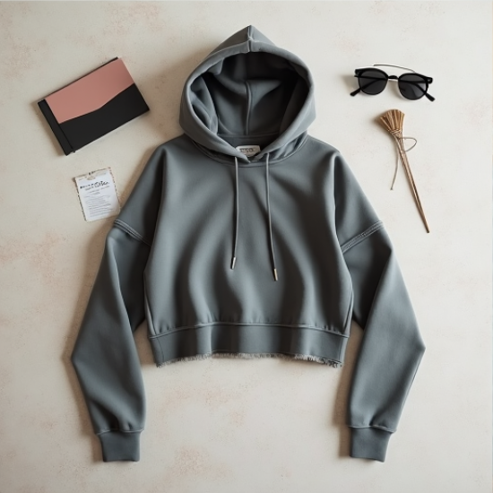 Urban Chic Raw Edge Cropped Hoodie
