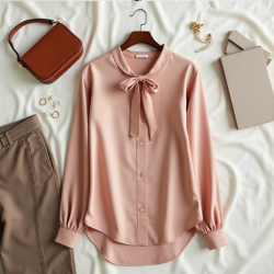 Elegant Satin Tie-Neck Blouse