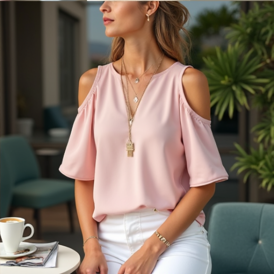 Chic Elegance Cold Shoulder Blouse