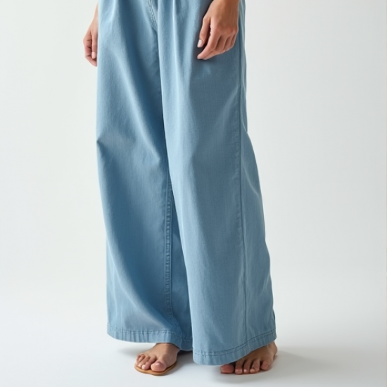 Chic Breeze Chambray Wide-Leg Pants