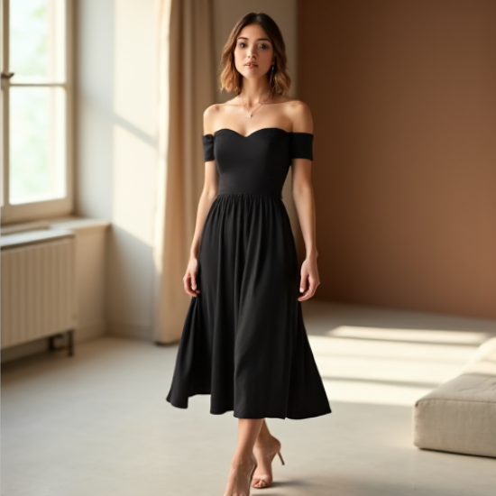 Elysian Elegance Bardot Midi Dress