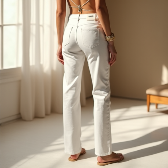 Elysian White Denim Straight Leg Jeans