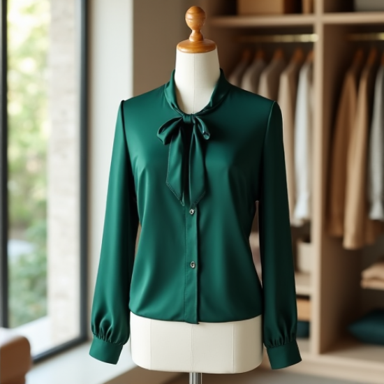 Elegant Satin Tie-Neck Blouse