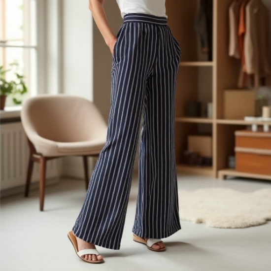 Chic Stripes Wide-Leg Trousers