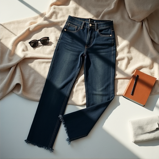 Chic Edge Raw Hem Cropped Jeans