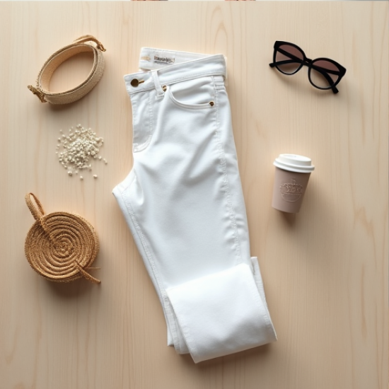 Elysian White Denim Straight Leg Jeans