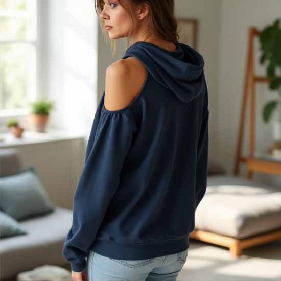 Chic Breeze Cold Shoulder Hoodie