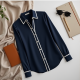 Chic Contrast Piping Blouse