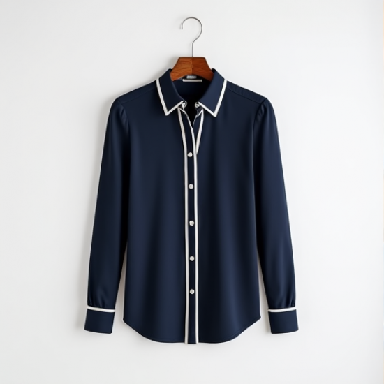 Chic Contrast Piping Blouse
