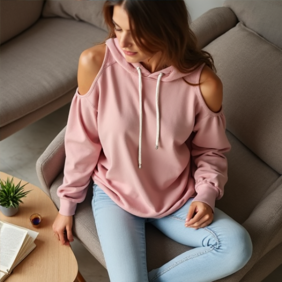 Chic Breeze Cold Shoulder Hoodie