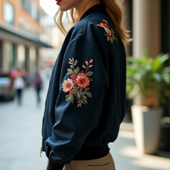 Chic Embroidered Bomber Jacket