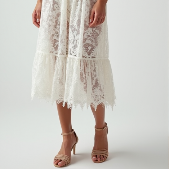 Elysian Eyelet Lace Midi Skirt