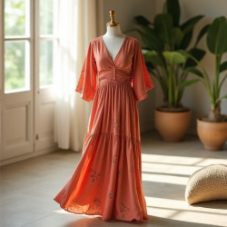 Elysian Breeze Kimono Sleeve Maxi Dress